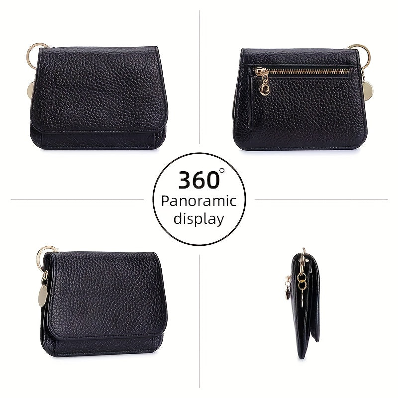 OBCREATOR Women'S Genuine Leather RFID Blocking Wallet - Slim Zipper Coin Purse with Multiple Card Slots