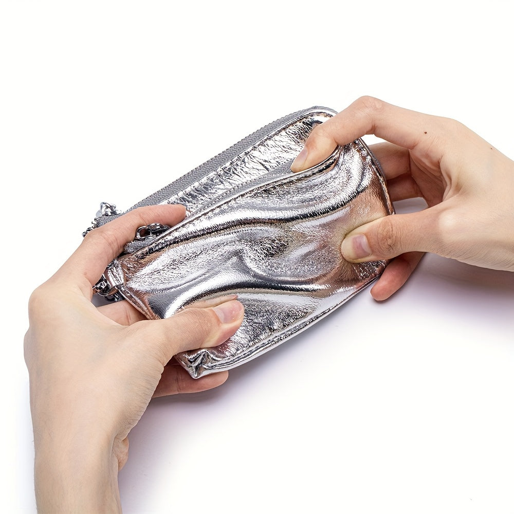 Hot Bursting pattern shines brightly Geniune Leather Lady's Coin Purses Short zipper Chain Wallets high quality Card