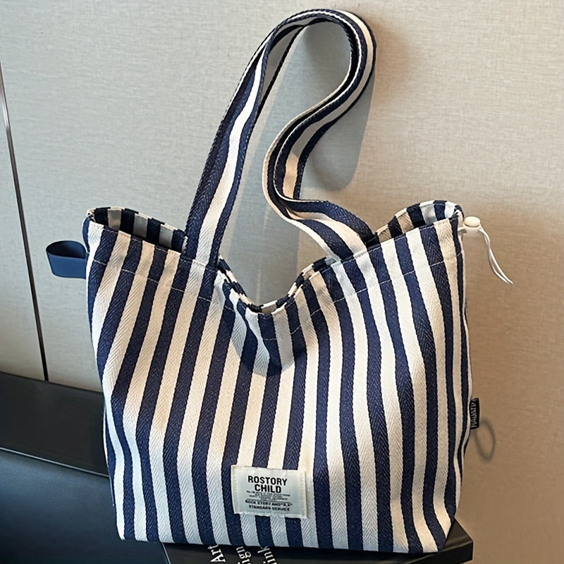 Ideal Gift Perfect Lily Women's Large Tote Bag - Red & White Striped Handbag, Spacious Purse With Magnetic Closure