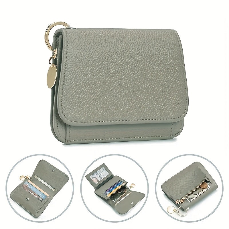 OBCREATOR Women'S Genuine Leather RFID Blocking Wallet - Slim Zipper Coin Purse with Multiple Card Slots