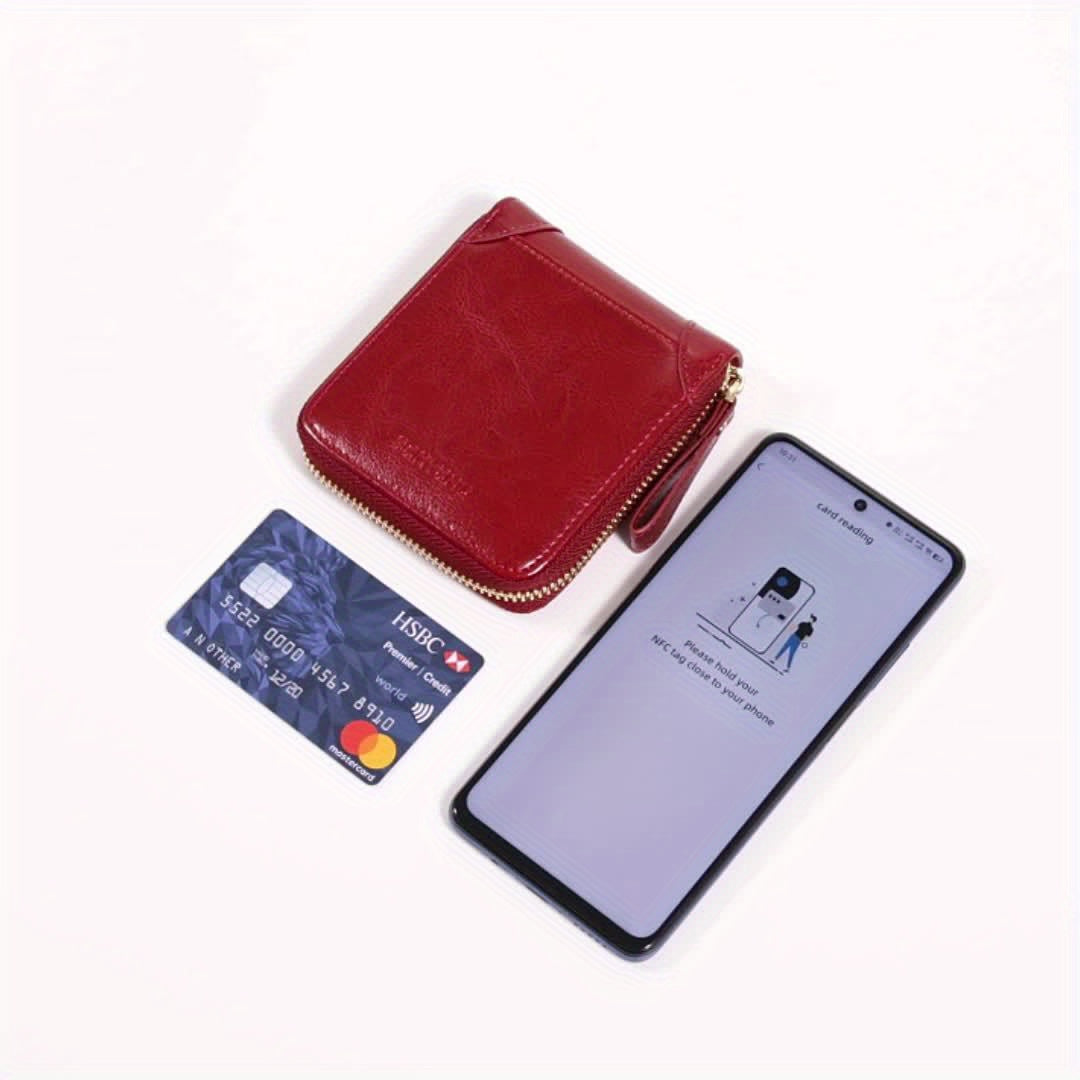 2-Layer RFID Wallet BANYANU Women's Vintage RFID Blocking 2-Layer Wallet | Multi-Card Holder with Zipper