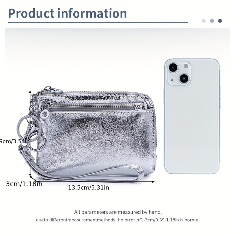 Hot Bursting pattern shines brightly Geniune Leather Lady's Coin Purses Short zipper Chain Wallets high quality Card