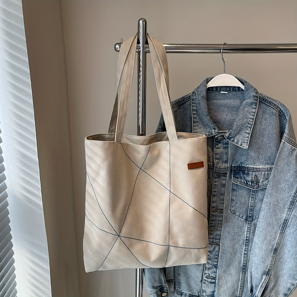 Versatile Canvas Shoulder Bag Women Casual Canvas Tote Bag for Women - Large Capacity Shoulder Bag with Zipper