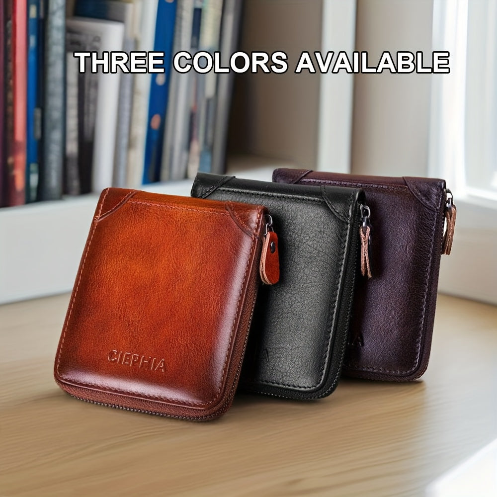 Genuine Leather RFID Blocking CIEPHIA Women's Genuine Leather RFID Wallet | Triple-Fold Zipper Closure, Card Slots