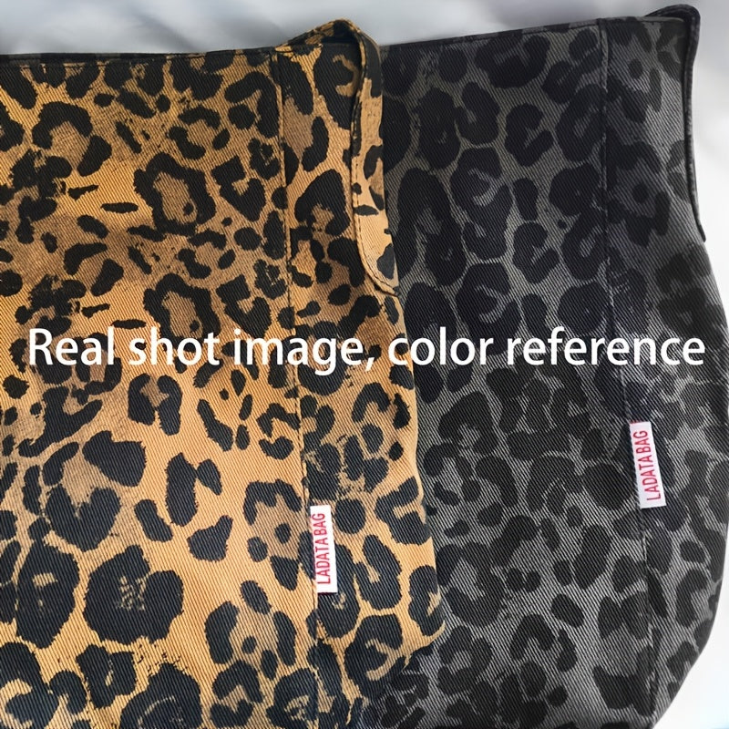 Leopard Print Shoulder Bag Durable Magnetic Closure Leopard Print Shoulder Bag - Spacious Casual Tote