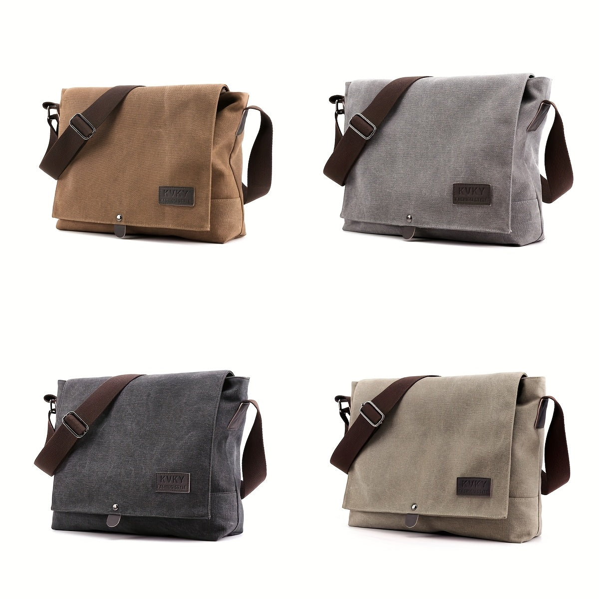 Stylish Messenger Bag Stylish Brown & Gray Men's Minimalist Canvas Messenger Bag