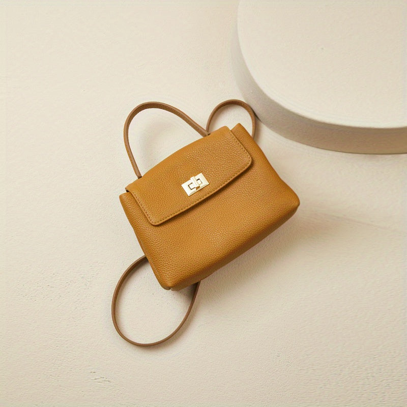 2025 New Women'S Genuine Leather Crossbody Bag - Vintage Mini Shoulder Bag with Snap Closure