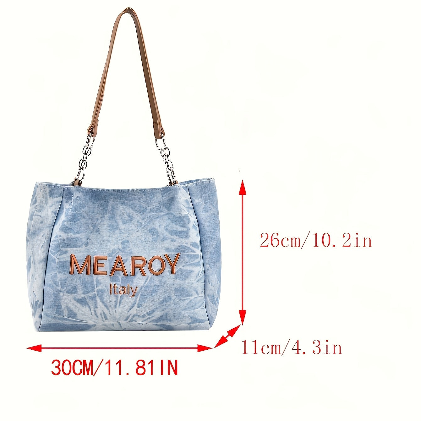 Mearoy Italy Fashion Tote Bag for Women, Large Capacity Denim Canvas Shoulder Bag