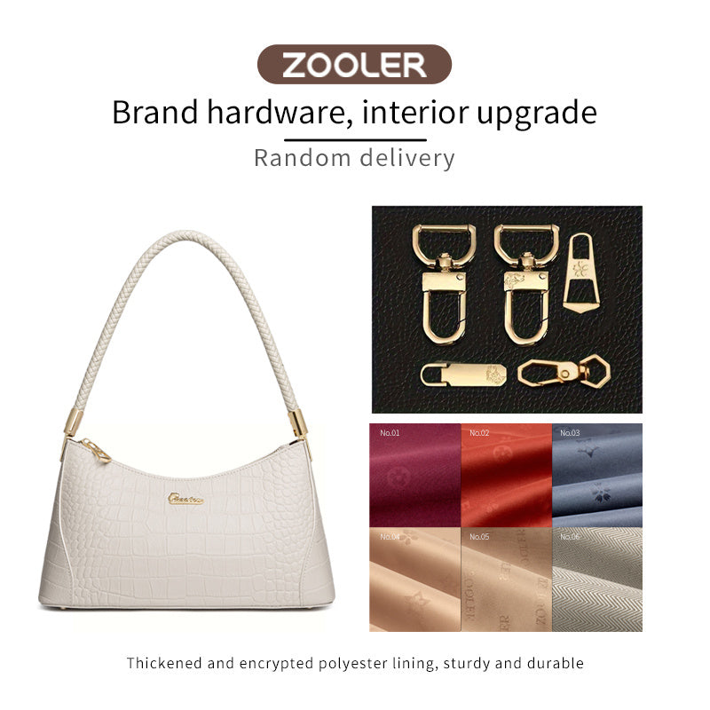 ZOOLER Women's Genuine Leather Handbag - Elegant Convertible Shoulder Purse Clutch with Zipper Closure