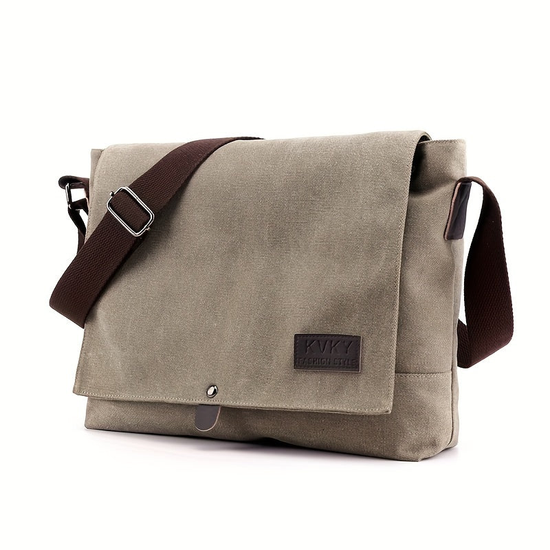 Stylish Messenger Bag Stylish Brown & Gray Men's Minimalist Canvas Messenger Bag