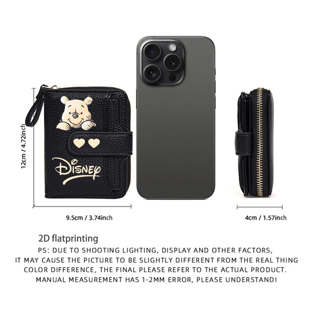 1pc Disney Winnie the Pooh Women'S Wallet - Official Pooh Bear Design with Zipper Closure