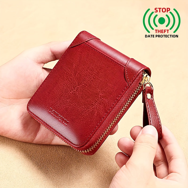 2-Layer RFID Wallet BANYANU Women's Vintage RFID Blocking 2-Layer Wallet | Multi-Card Holder with Zipper