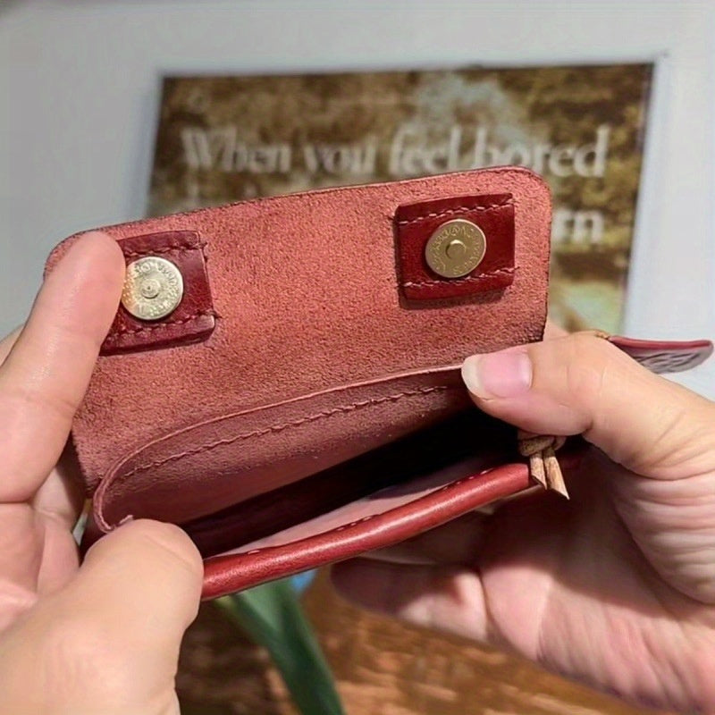 2pcs Hello Kitty Handmade Red Leather Cute Portable Small Card Holder Lady Coin Purse