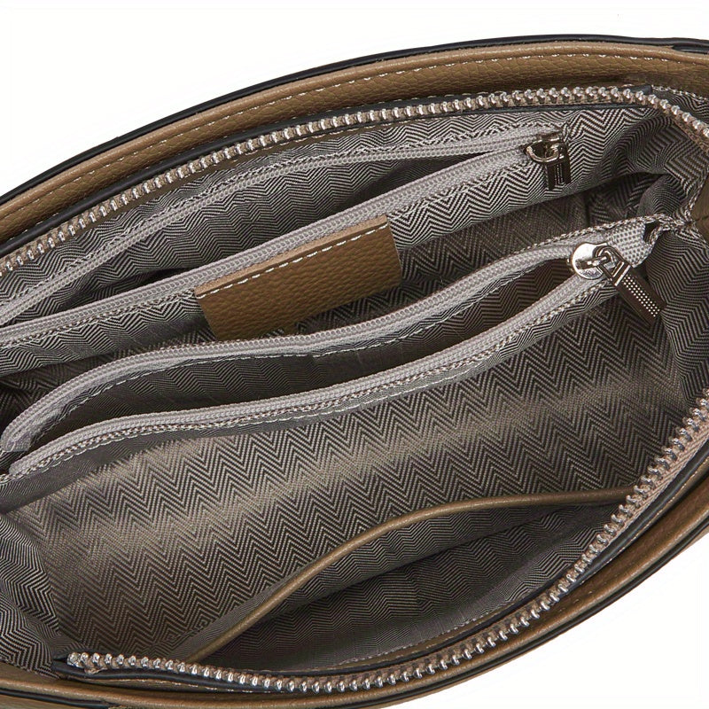 ZOOLER Women's Genuine Leather Crocodile-Textured handbag with Detachable Strap & Snap Closure