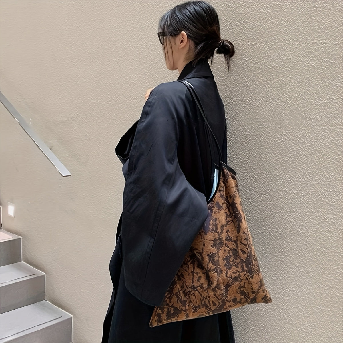 Original Handmade Oil Painting Bag Soft Canvas Artistic Travel Portable Tote Bag