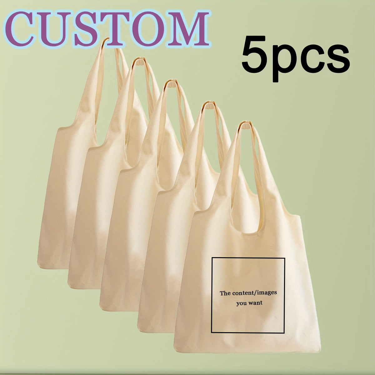 Customizable Tote Bag with Personalized Message Area - Minimalist Unisex Shoulder Bag for Women & Men