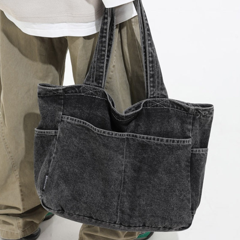 Perfect Lily Women'S Elegant Light Blue Tote Bag - Large Capacity, Soft Canvas Shoulder Bag with Multiple Zipper Compartments