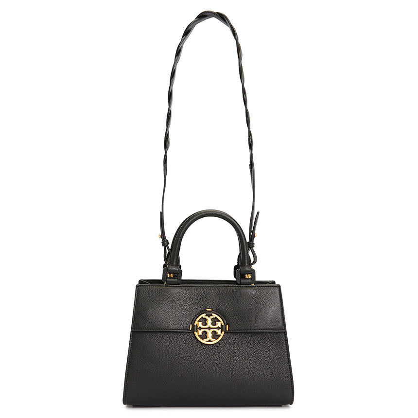 Tory Burch Miller Top Handle Satchel Leather Handbag Crossbody Bag Black
