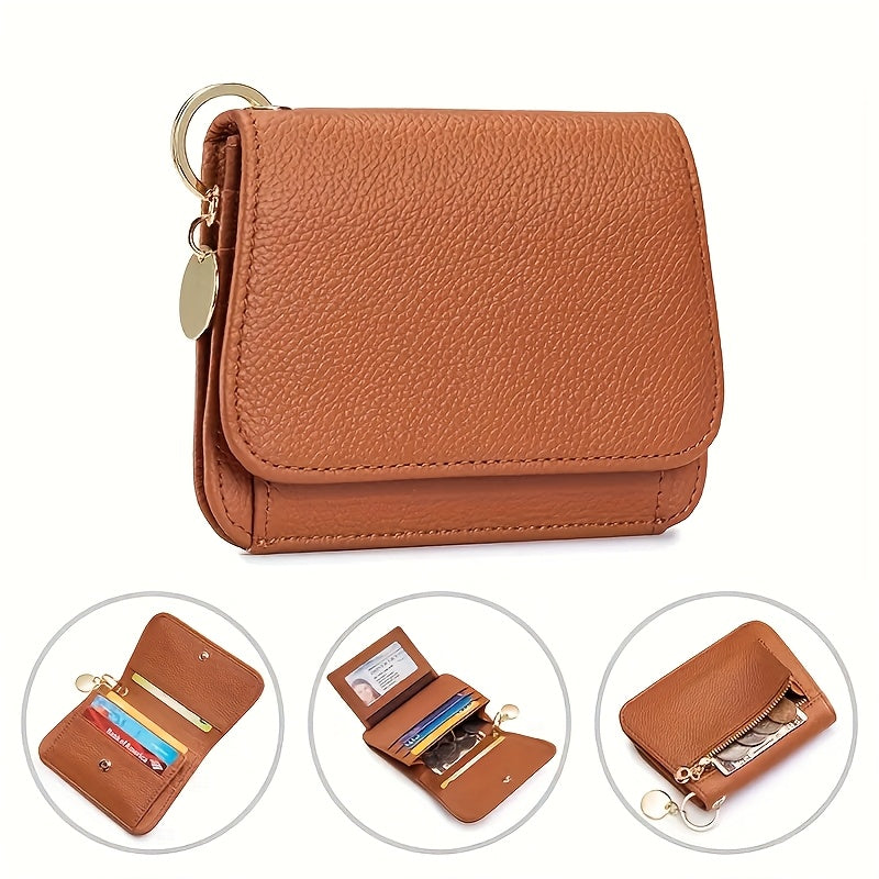 OBCREATOR Women'S Genuine Leather RFID Blocking Wallet - Slim Zipper Coin Purse with Multiple Card Slots