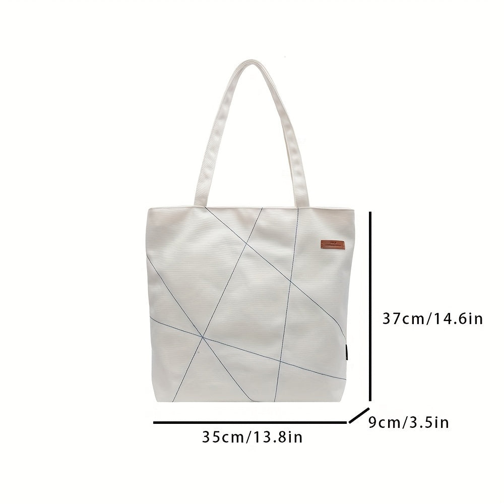 Versatile Canvas Shoulder Bag Women Casual Canvas Tote Bag for Women - Large Capacity Shoulder Bag with Zipper