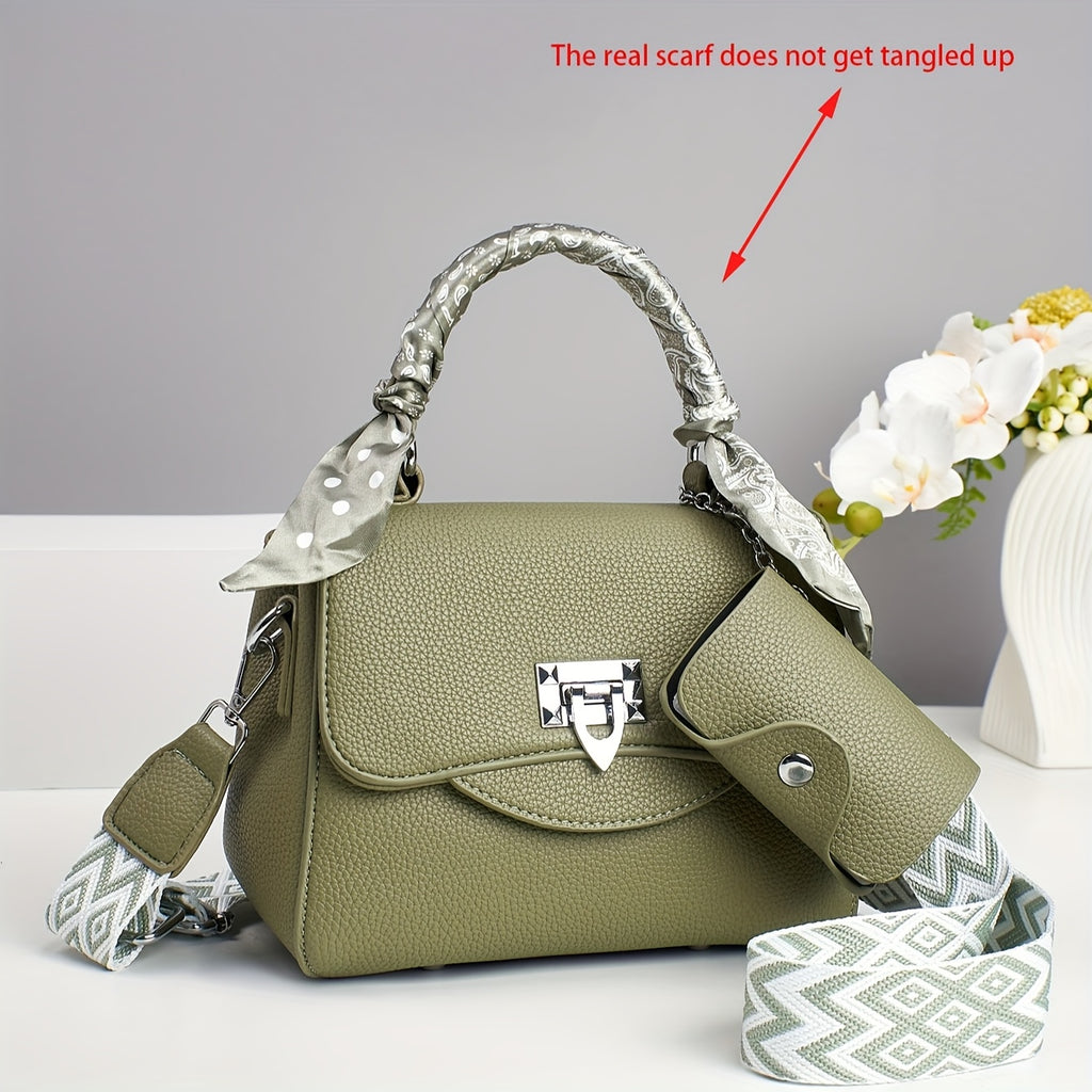 Women's Luxury Handbag - Convertible Crossbody\u002FShoulder\u002FClutch Purse with Metallic Hardware