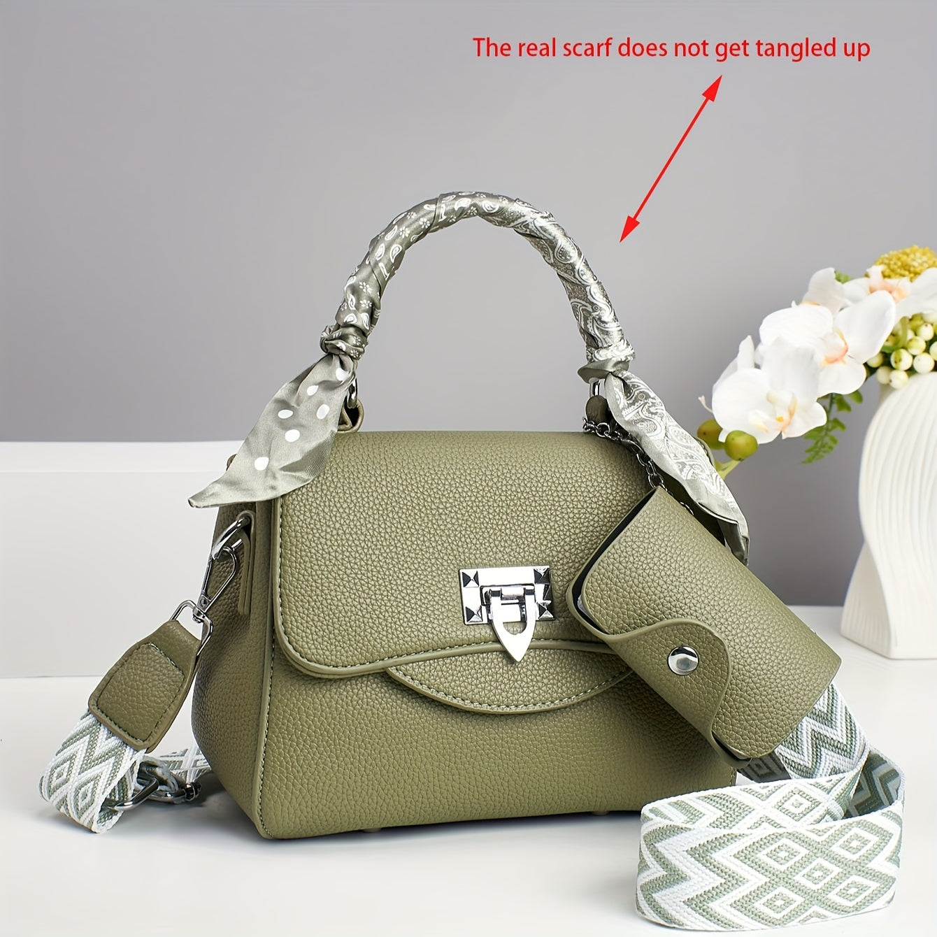 Women's Luxury Handbag - Convertible Crossbody\u002FShoulder\u002FClutch Purse with Metallic Hardware