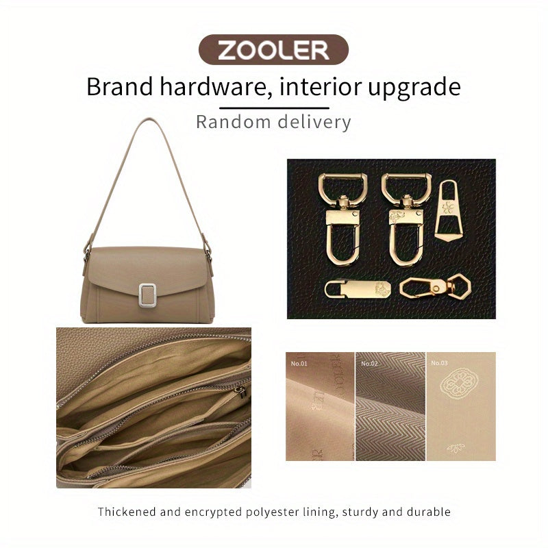 ZOOLER Women's Genuine Leather Handbag - \u002FTan Top-Grain Convertible Crossbody