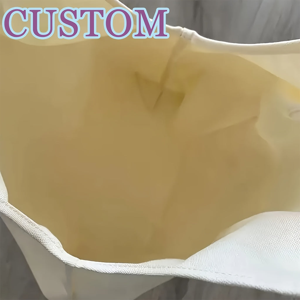 Customizable Tote Bag with Personalized Message Area - Minimalist Unisex Shoulder Bag for Women & Men