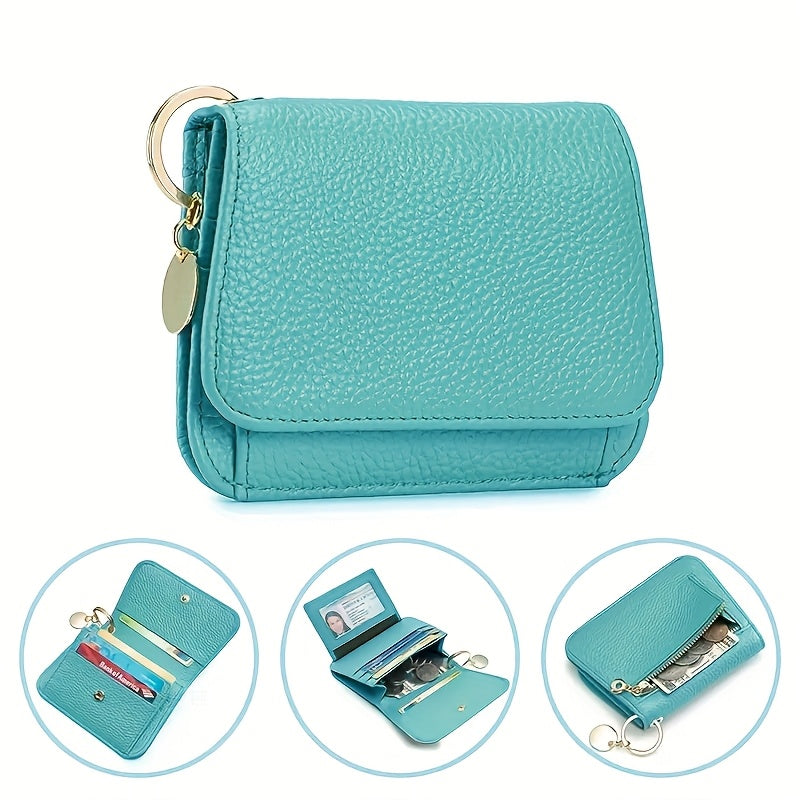 OBCREATOR Women'S Genuine Leather RFID Blocking Wallet - Slim Zipper Coin Purse with Multiple Card Slots