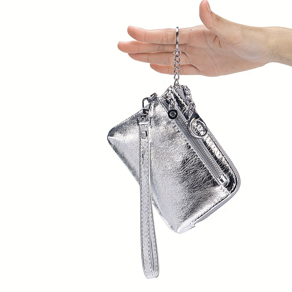 Hot Bursting pattern shines brightly Geniune Leather Lady's Coin Purses Short zipper Chain Wallets high quality Card