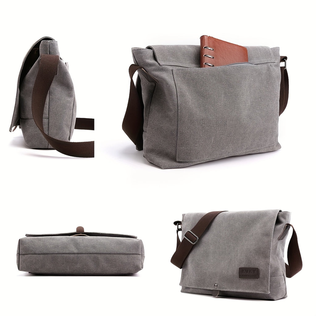 Stylish Messenger Bag Stylish Brown & Gray Men's Minimalist Canvas Messenger Bag