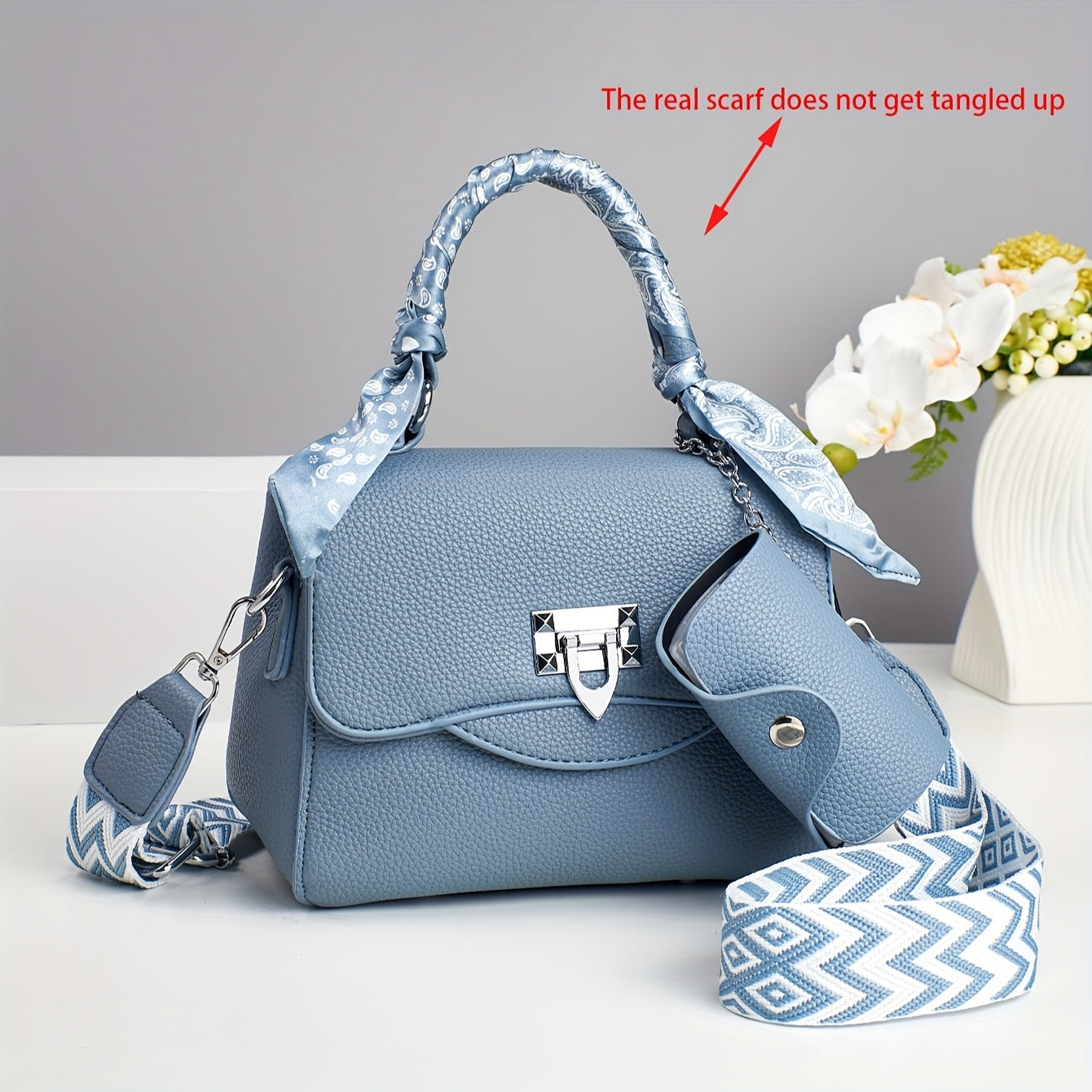 Women's Luxury Handbag - Convertible Crossbody\u002FShoulder\u002FClutch Purse with Metallic Hardware