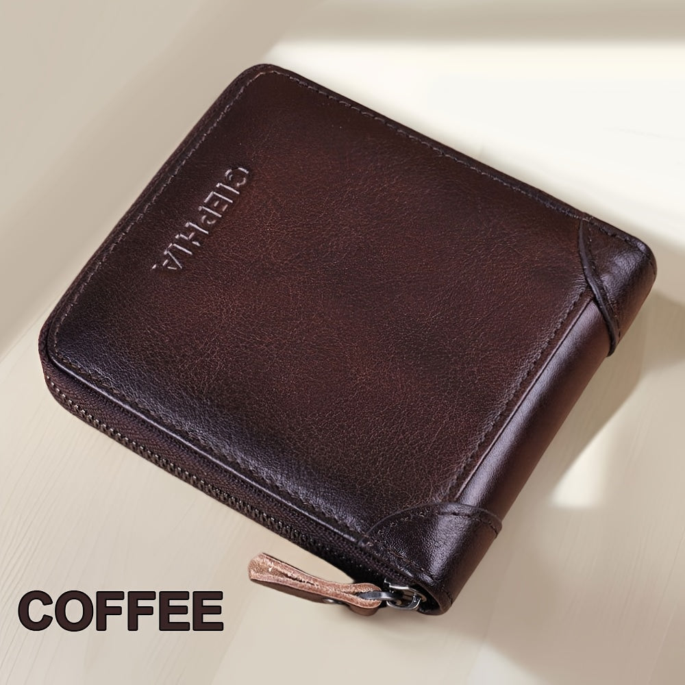 Genuine Leather RFID Blocking CIEPHIA Women's Genuine Leather RFID Wallet | Triple-Fold Zipper Closure, Card Slots