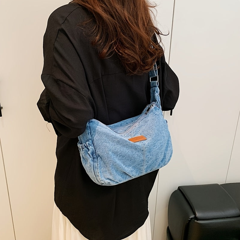 Women's \u002F Blue\u002FBlack Tote Bag - Adjustable Strap & Golden-Tone Zipper Closure