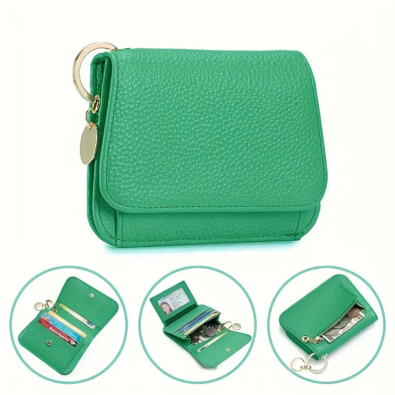 OBCREATOR Women'S Genuine Leather RFID Blocking Wallet - Slim Zipper Coin Purse with Multiple Card Slots