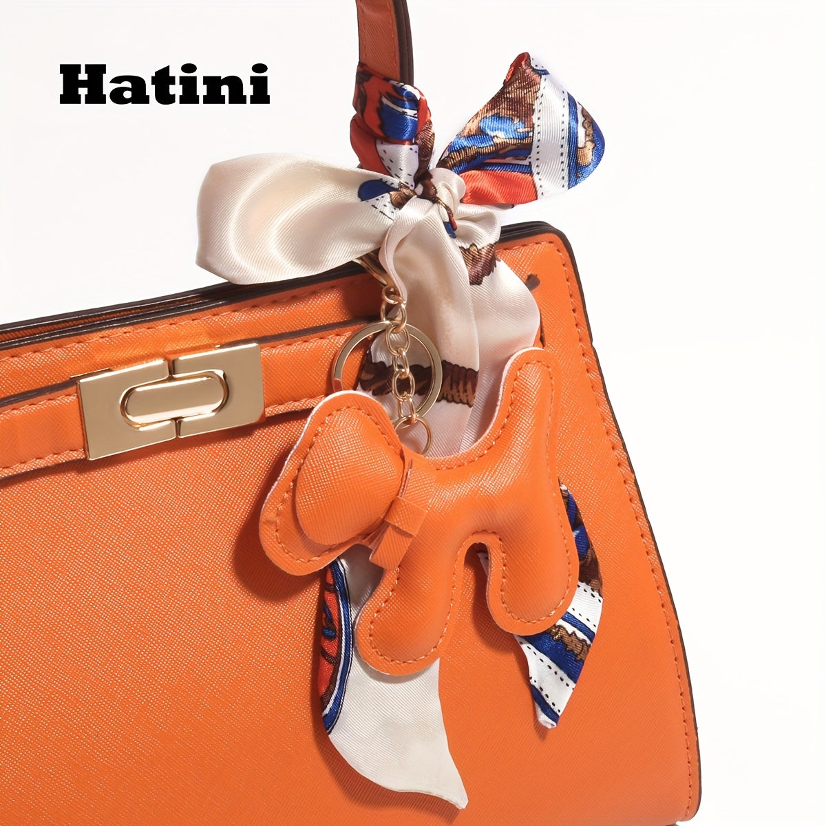 Bright Orange HATINI Women's Synthetic Faux Leather Handbag - 1pc Small Square Purse with Detachable Strap