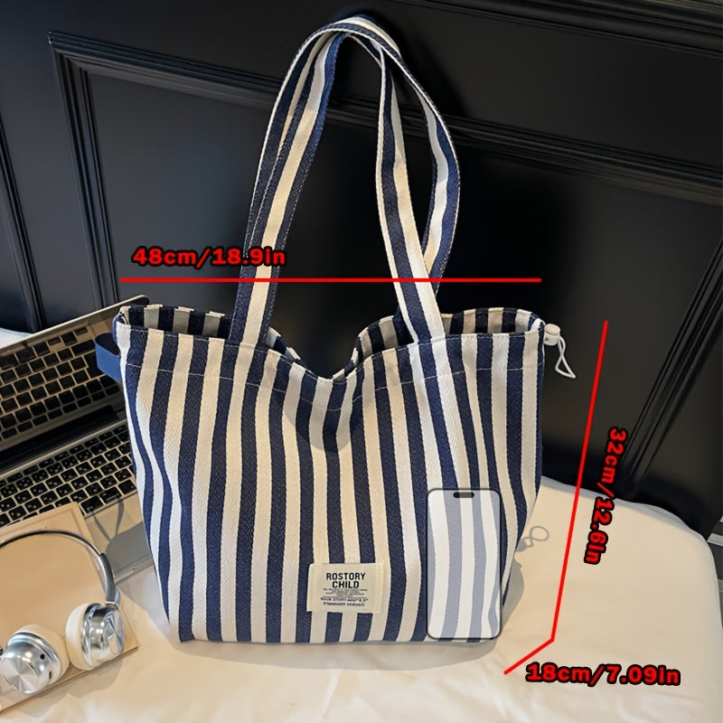 Ideal Gift Perfect Lily Women's Large Tote Bag - Red & White Striped Handbag, Spacious Purse With Magnetic Closure