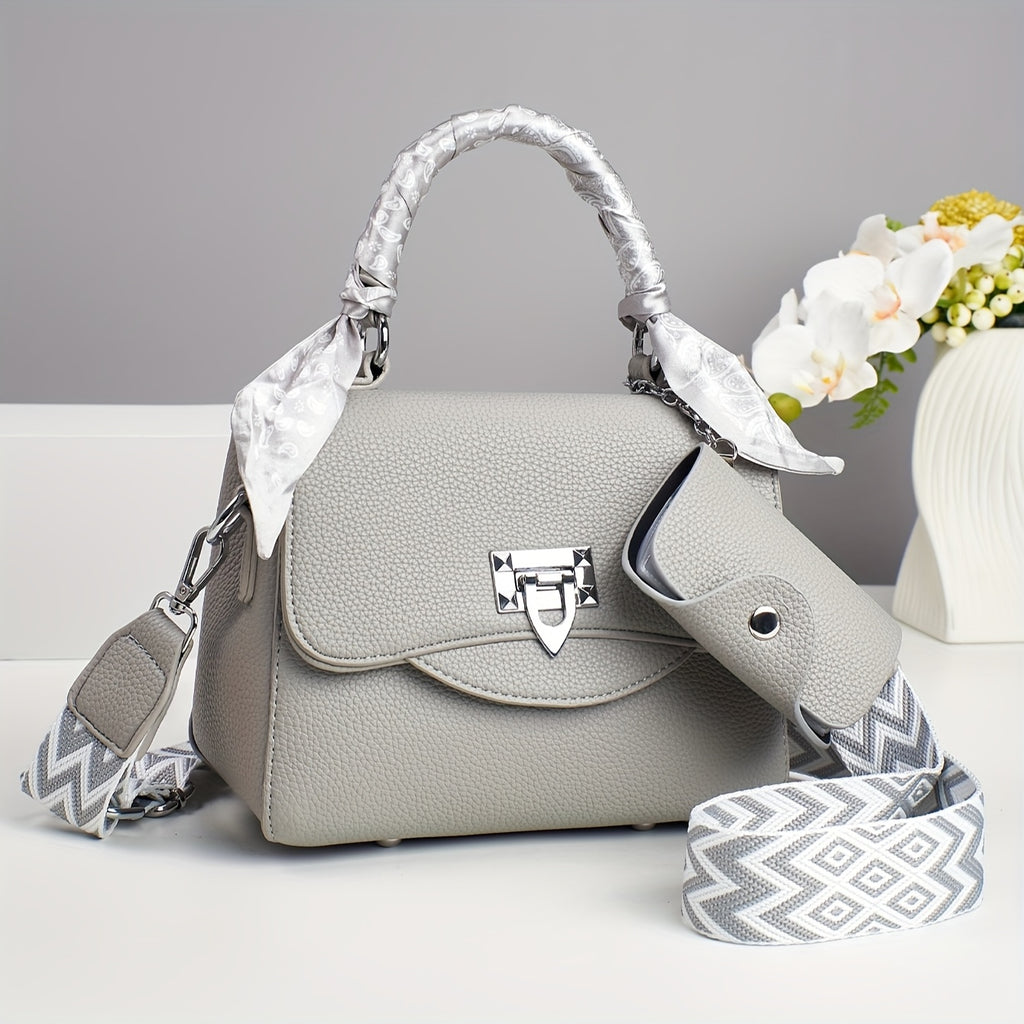 Women's Luxury Handbag - Convertible Crossbody\u002FShoulder\u002FClutch Purse with Metallic Hardware