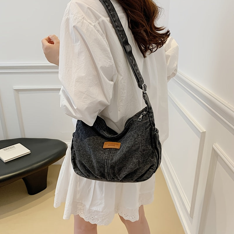 Women's \u002F Blue\u002FBlack Tote Bag - Adjustable Strap & Golden-Tone Zipper Closure