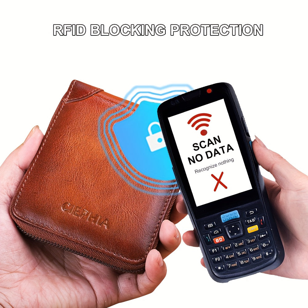 Genuine Leather RFID Blocking CIEPHIA Women's Genuine Leather RFID Wallet | Triple-Fold Zipper Closure, Card Slots