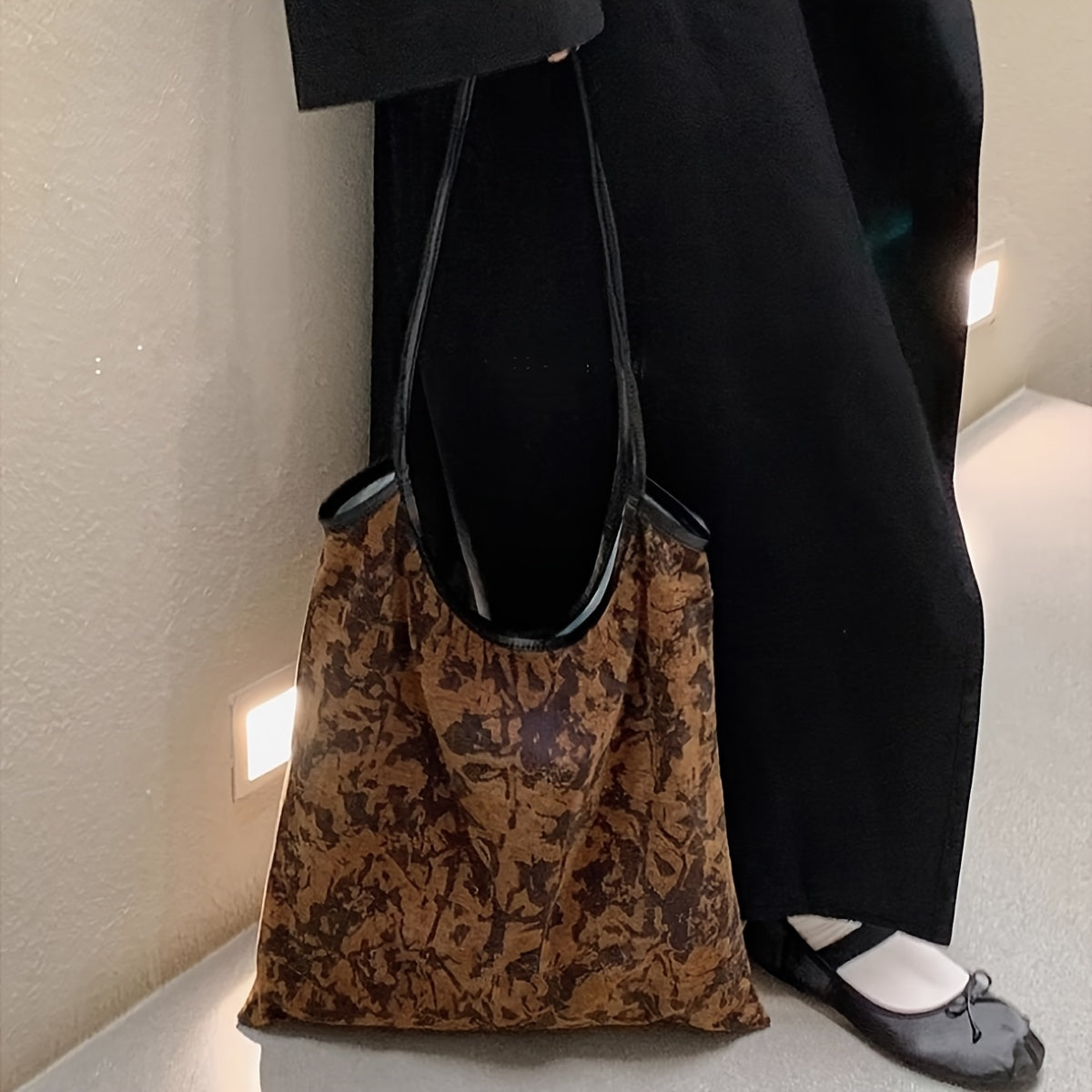 Original Handmade Oil Painting Bag Soft Canvas Artistic Travel Portable Tote Bag