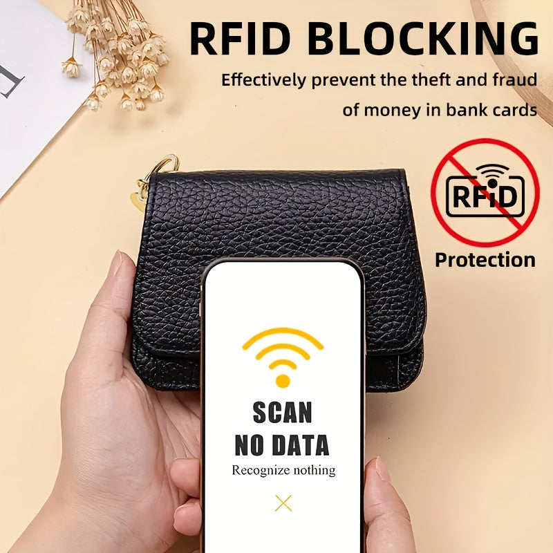 OBCREATOR Women'S Genuine Leather RFID Blocking Wallet - Slim Zipper Coin Purse with Multiple Card Slots