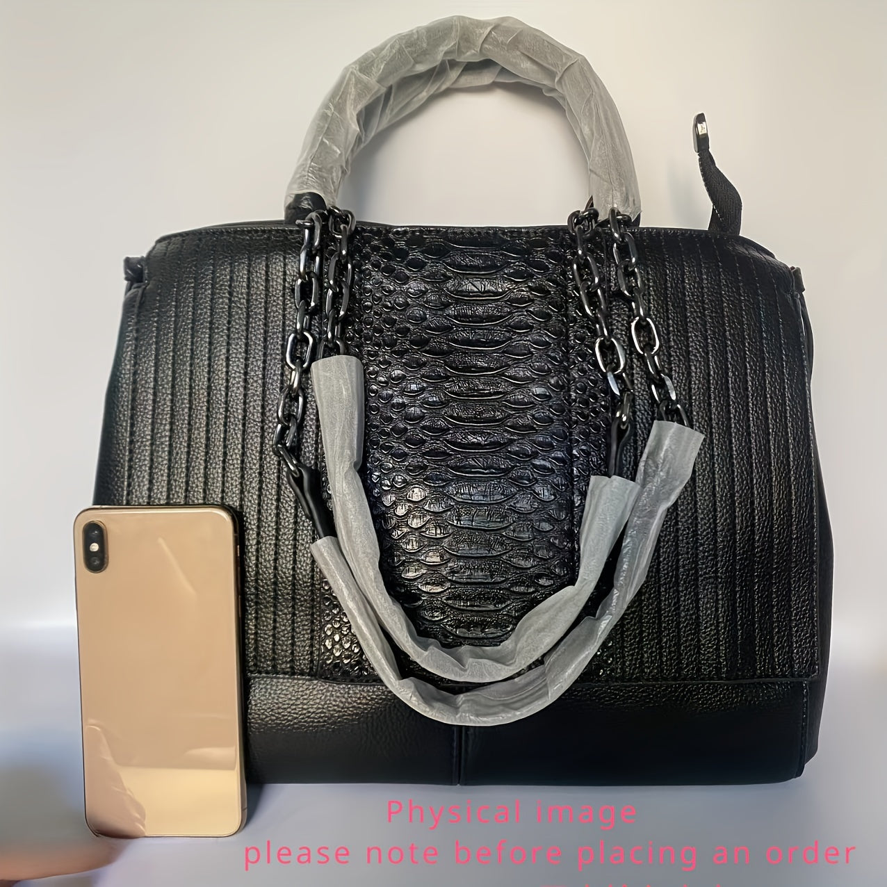 Crocodile Embossed Handbag, Large Capacity Crossbody Bag, Women's Faux Leather Satchel Purse