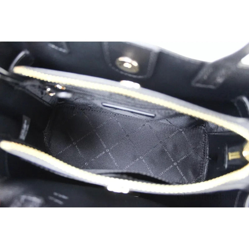 Michael Kors Emilia Small Black Signature PVC Satchel Crossbody Handbag Purse