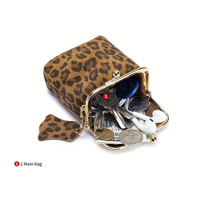 OBCREATOR Women's Square Leopard Print Wallet - Multi-Compartment Zippered Coin Purse for Lipstick
