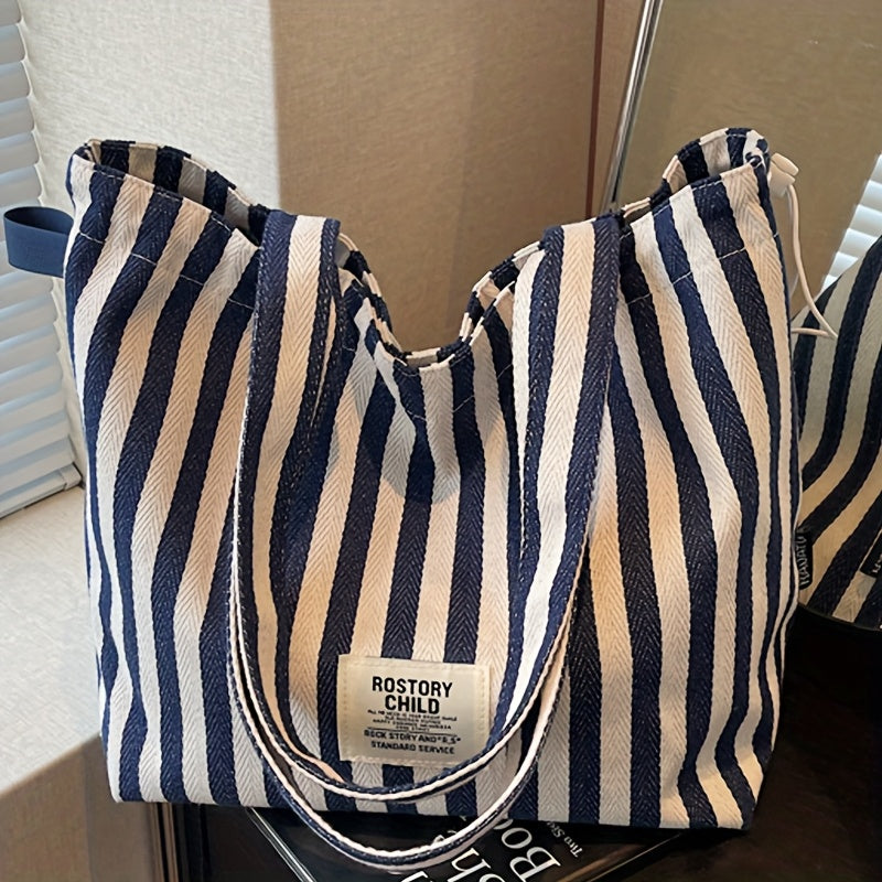 Ideal Gift Perfect Lily Women's Large Tote Bag - Red & White Striped Handbag, Spacious Purse With Magnetic Closure