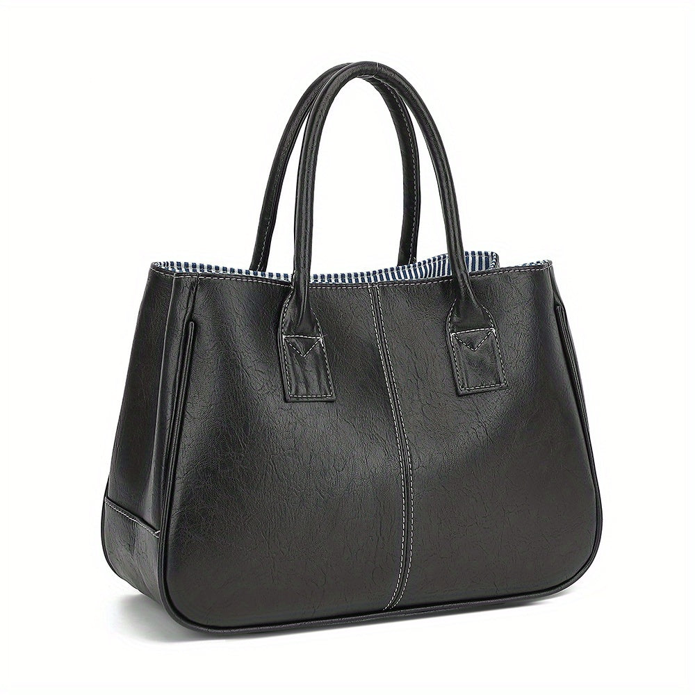 Wo 'S Classic Brown Handbag with Striped - Spacious Handbag for Work, Travel