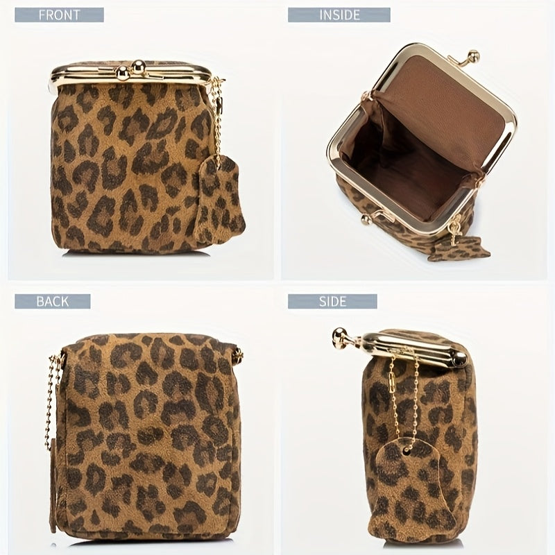 OBCREATOR Women's Square Leopard Print Wallet - Multi-Compartment Zippered Coin Purse for Lipstick