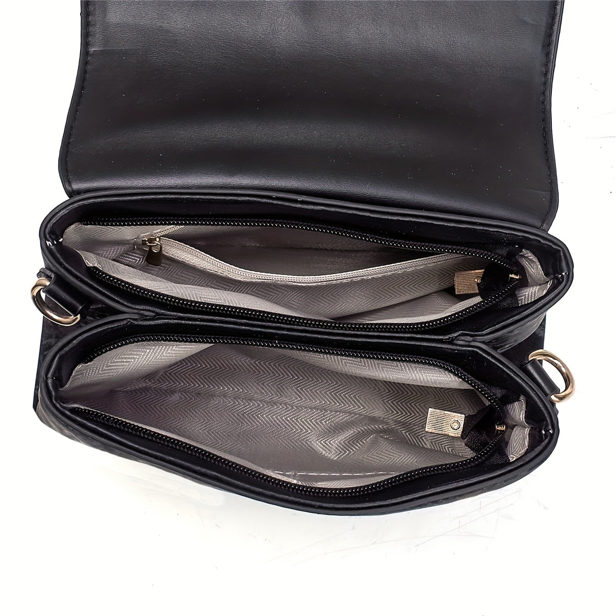 Elegant Women's Adjustable Handbag with Detachable Strap - Floral & Striped, Zipper Closure, Tassel Accents