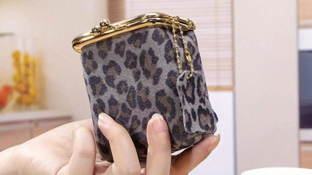 OBCREATOR Women's Square Leopard Print Wallet - Multi-Compartment Zippered Coin Purse for Lipstick